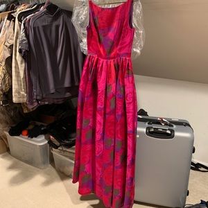 Adrianna Papell Hot Pink and Purple Floral Prom Dress